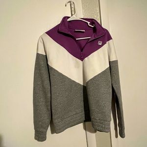 Fila quarter zip size small purple, white, and gray stripe jacket